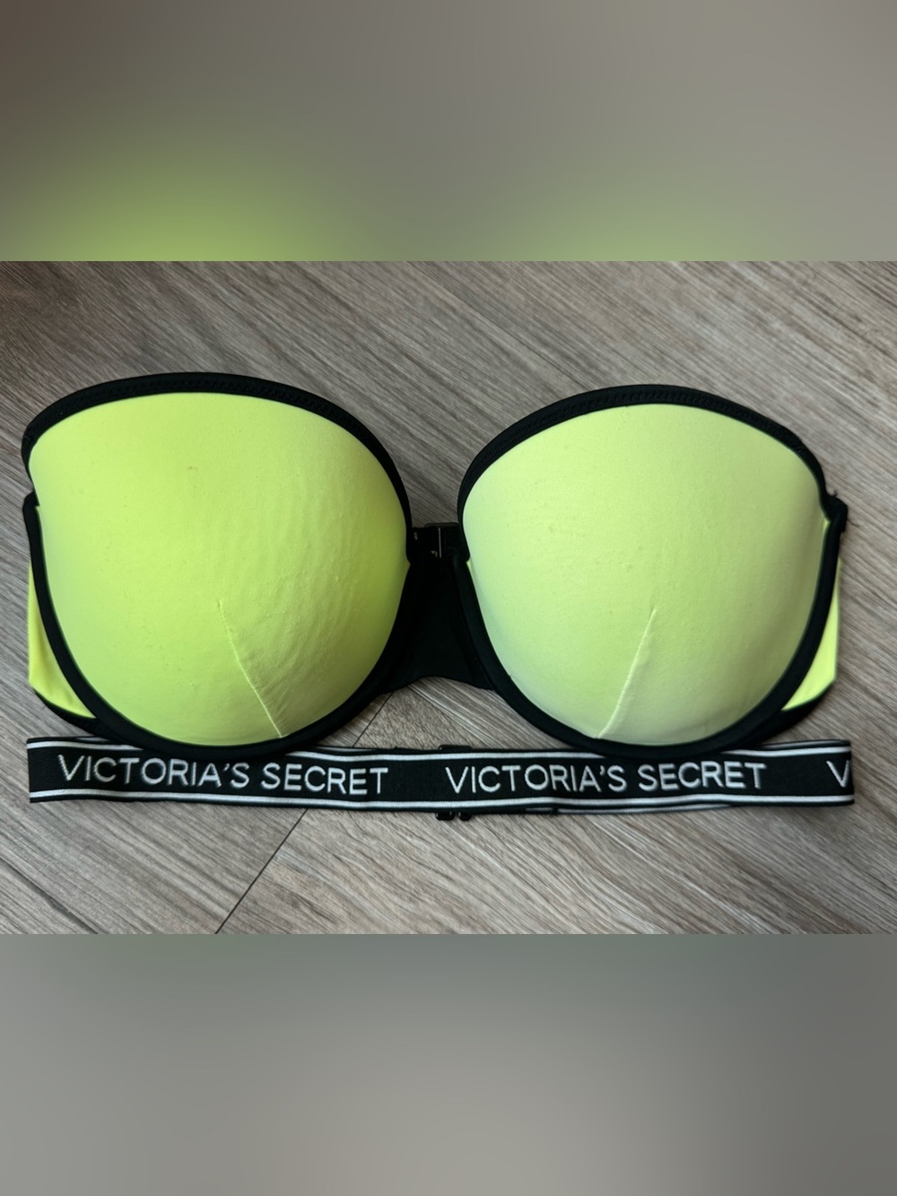 Victoria's Secret Neon Lime The Beach Bandeau Bikini Swim Top Size 34DD